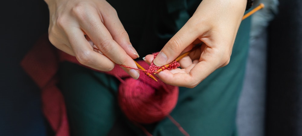 knitting on recliner chair